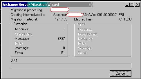  exchange server migration wizard in action